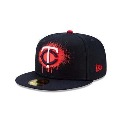 Blue Minnesota Twins Hat - New Era MLB Drip Front 59FIFTY Fitted Caps USA3671259